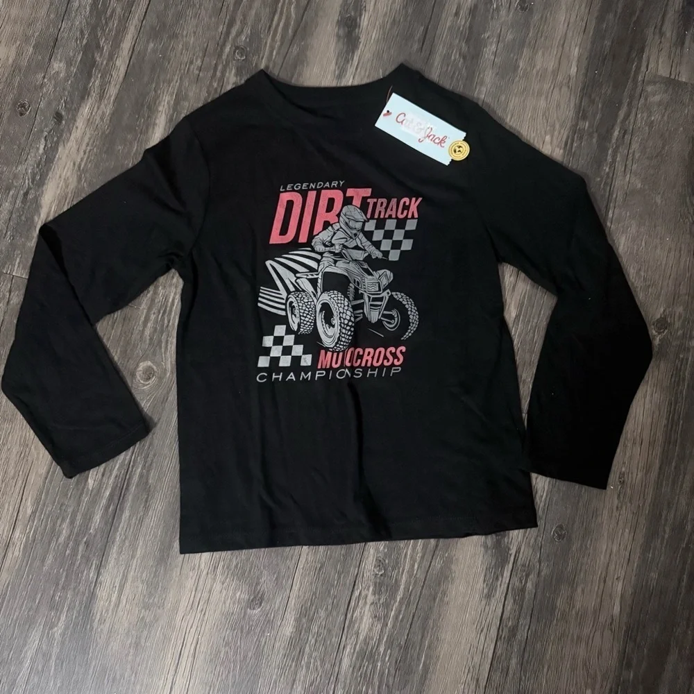 Cat & Jack Black and Red Motocross Long Sleeve Tee